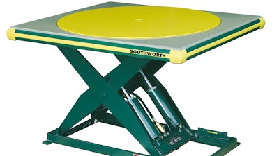 Flush-Mount Turntable Lifts from Southworth Products can be lowered as close to the floor as lifts without a turntable.