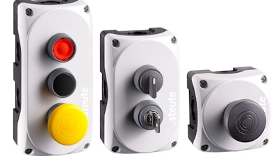 Steute Industrial Controls' line of Wireless, Batteryless Pushbutton Switches.