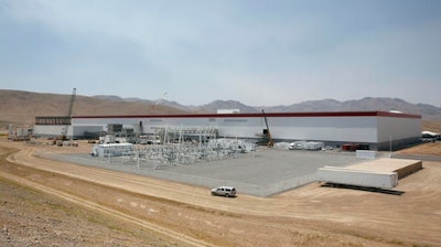 An overall view of the new Tesla Gigafactory is seen during a media tour Tuesday, July 26, 2016, in Sparks, Nev. It’s Tesla Motors’ biggest bet yet: A massive, $5 billion factory in the Nevada desert that could almost double the world’s production of lithium-ion batteries by 2018.