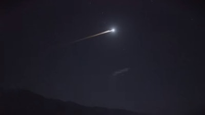 Photographer Ian Norman was taking pictures of the night sky with friends in Alabama Hills, California, near the eastern Sierra Nevada, when he saw the light and started recording, thinking the flash was a meteor.