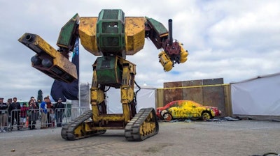 The Megabots team is bringing along the six-ton Mark II to test the weapon system on a scrap vehicle in The Henry Ford parking lot.