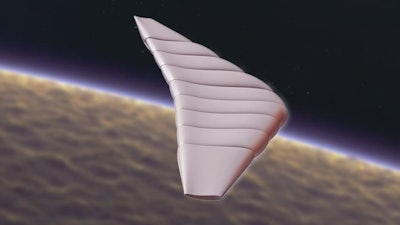 This image shows Titan Winged Aerobot entering Titan's atmosphere.