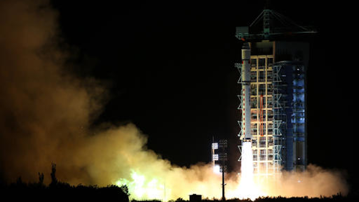 In this photo released by China's Xinhua News Agency, a Long March-2D rocket carrying the world's first quantum satellite lifts off from the Jiuquan Satellite Launch Center in Jiuquan, northwestern China's Gansu Province, early Tuesday, Aug. 16, 2016. Experts say China's launch of the first quantum satellite will push forward the worldwide effort to develop the ability to send communications that are impenetrable by hackers.