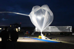 The first BARREL balloon is inflated just before its launch on Aug. 13, 2016, from Esrange Space Center near Kiruna, Sweden.
