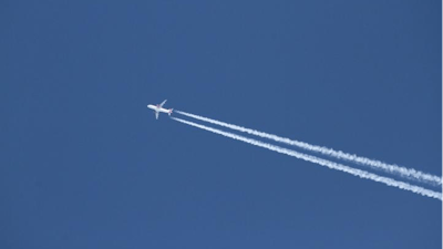 This is a condensation trail, or contrail, left behind an aircraft.