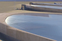 Giant Leap Technologies uses microfluidics to bend light toward a solar at the top of the plant. Each solar thermal power plant shown is a football field in size.