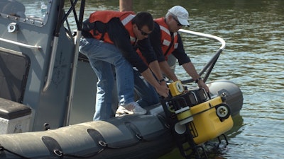 Launching the H-AUV from Bluefin Robotics.