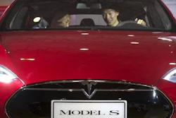 The Model S, featuring partially self-driving technology.