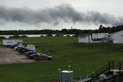 Smoke rises from a SpaceX launch site Thursday, Sept. 1, 2016, at Cape Canaveral, Fla. NASA said SpaceX was conducting a test firing of its unmanned rocket when a blast occurred.