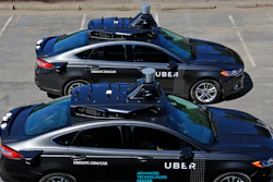 A group of self-driving Uber vehicles at Uber's Advanced Technologies Center in Pittsburgh. Starting September 14 dozens of self-driving Ford Fusions will pick up riders who opted into a test program with Uber. While the vehicles are loaded with features that allow them to navigate on their own, an Uber engineer will sit in the driver’s seat and seize control if things go awry.