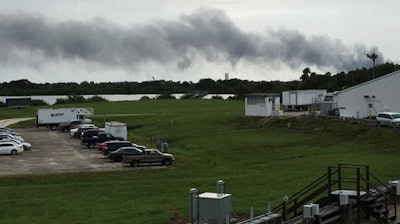 Smoke rises from a SpaceX launch site Thursday, Sept. 1, 2016, at Cape Canaveral, Fla. NASA said SpaceX was conducting a test firing of its unmanned rocket when a blast occurred.