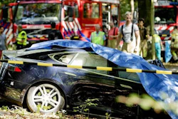 Scene from Tesla crash in The Netherlands.