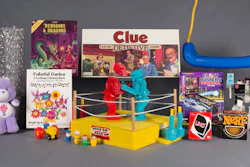 In this Aug. 10, 2016 photo provided by The Strong museum in Rochester, N.Y., are the 12 finalists for the class of 2016 for induction into the National Toy Hall of Fame: bubble wrap, Care Bears, Clue, coloring books, Dungeons & Dragons, Fisher-Price Little People, Nerf, pinball, Rock 'Em Sock 'Em Robots, swing, Transformers, and Uno. The winners will be chosen with input from a national selection committee and inducted on Nov. 10.