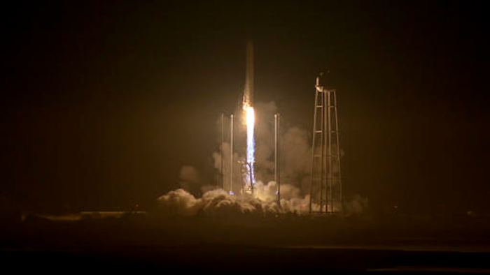 The Orbital ATK Antares rocket, with the Cygnus spacecraft onboard, launches from Pad-0A, Monday, Oct. 17, 2016 at NASA's Wallops Flight Facility in Wallops Island, Va. Orbital ATK's sixth contracted cargo resupply mission with NASA to the International Space Station is delivering over 5,000 pounds of science and research, crew supplies and vehicle hardware to the orbital laboratory and its crew.