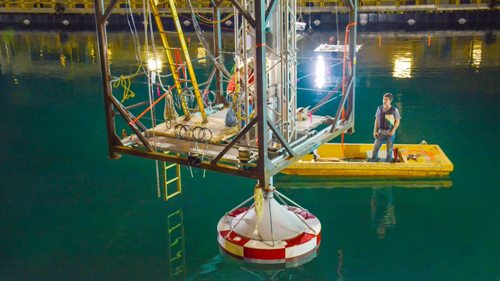 The largest model-scale wave energy testing of its kind is being performed by Sandia National Laboratories at the Navy's Maneuvering and Sea Keeping facility at the Carderock Division in Bethesda, Maryland.