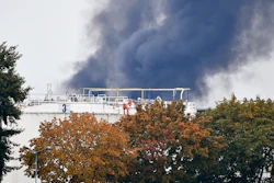 Dark smoke rises from a facility belonging to chemical firm BASF in Ludwigshafen, southwestern Germany, Monday Oct. 17, 2016. The company said that several people were injured in a late-morning explosion.