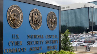 In this June 6, 2013 file photo, the sign outside the National Security Agency campus in Fort Meade, Md. The Justice Department says a former National Security Agency’s theft of top secret information was “breathtaking” in its scope. Federal prosecutors revealed new details Thursday about their case against Harold Martin, a Maryland man arrested in August on charges of stealing classified information.