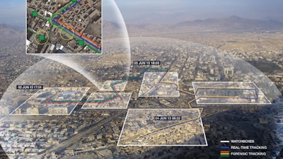 When operated in collaboration with Multi-Spectral Targeting System, the wide-area motion imagery sensor can detect, track and cross-cue multiple vehicles and dismounts moving over an entire city-sized area providing unprecedented elements of situational awareness for the combined Raytheon/Logos multi-INT system.