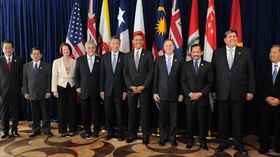 Leaders of nations originally included in the Trans-Pacific Partnership.
