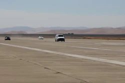 Lucid (formerly Atieva) tests its Edna model van against other electric vehicles on a closed course.