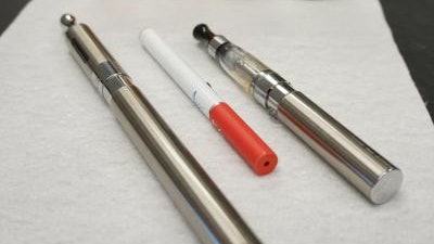 DRI scientists measured concentrations of 12 aldehydes in aerosols produced by three common e-cigarette devices shown here. To determine whether the flavoring additives affected aldehyde production during vaping, five flavored e-liquids were tested in each device. In addition, two unflavored e-liquids were also tested.