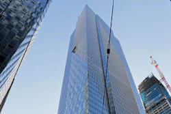 In this photo taken Monday, Sept. 26, 2016, is the 58-story Millennium Tower in San Francisco. San Francisco has sued the developer of the Millennium Tower, a sinking and tilting luxury high-rise, saying the developers knew about the problems but did not disclose the information to potential home buyers as required by law. Millennium Tower was completed eight years ago and so far has sunk 16 inches into the soft soil of San Francisco's crowded Financial District, causing a 2-inch tilt at the base and a 6-inch lean at the top.