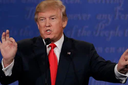 In this Oct. 19, 2016 file photo, Donald Trump speaks during the third presidential debate.