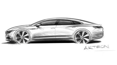 The artist rendering provided by Volkswagen on Monday, Nov. 28, 2016 shows the Volkswagen Arteon that will be presented during the 2017 Geneva Auto Show. The new developed model is positioned above the Passat and will be built in the Volkswagen plant in Emden, northern Germany.