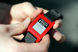 In this file photo, Eric Migicovsky, CEO of Pebble, displays his company's smart watch.