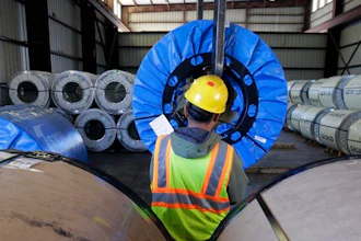 A worker uses a lift to move rolls of sheet metal at LMS International, in Laredo, Texas. Donald Trump’s campaign promise to abandon the North American Free Trade Agreement helped win over Rust Belt voters who felt left behind by globalization. But U.S. border cities that have thrived under the trade pact now worry that an economic reckoning could be coming its way.