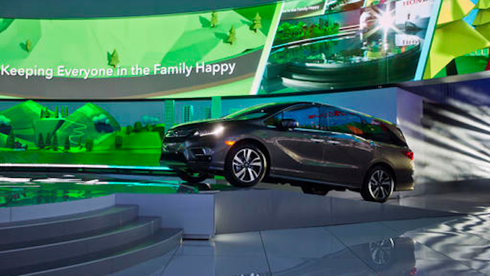 The new Honda Odyssey minivan is unveiled at the North American International Auto Show, Monday, Jan. 9, 2017, in Detroit.
