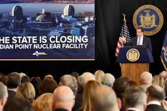 New York Gov. Andrew Cuomo delivers one of his State of the State addresses in New York's One World Trade Center building, Monday, Jan. 9, 2017.