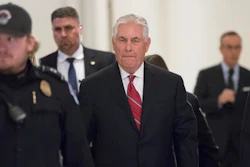 Secretary of State-designate Rex Tillerson arrives for a meeting with Senate Foreign Relations Committee member Sen. Chris Coons, D-Del., the committee that will conduct Tillerson's confirmation hearing, Wednesday, Jan. 4, 2017, on Capitol Hill in Washington.