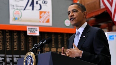 In this Dec. 15, 2009, file photo, President Barack Obama speaks during a visit to Home Depot in Alexandria, Va. The last major economic report card for Obama arrives Friday, Jan. 6, 2017, with the release of the December jobs figures. The report will cap a long record of robust hiring after the Great Recession, though one that left many people feeling left out.