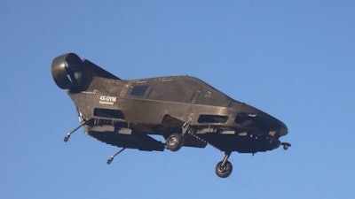 This image provided by Urban Aeronautics/Tactical Robotics shows an Israeli-made flying car. Urban Aeronautics conducted flight tests of its passenger-carrying drone call the Cormorant in Megiddo, Israel, late in 2016. The company says the aircraft can fly between buildings and below power lines, attain speeds up to 115 mph, stay aloft for an hour and carry up to 1,100 pounds.
