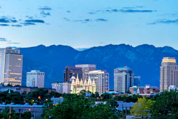 The Salt Lake City, Utah skyline.