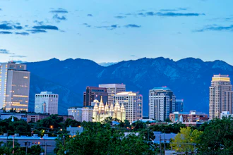The Salt Lake City, Utah skyline.