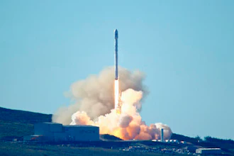 Space-X's Falcon 9 rocket with 10 satellites launches at Vandenberg Air Force Base, Calif. on Saturday, Jan. 14, 2017. The two-stage rocket lifted off to place 10 satellites into orbit for Iridium Communications Inc. About nine minutes later, the first stage returned to Earth and landed successfully on a barge in the Pacific Ocean south of Vandenberg.