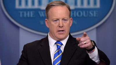 White House press secretary Sean Spicer calls on a reporter during the daily briefing at the White House in Washington, Tuesday, Jan. 24, 2017. Spicer answered questions about the Dakota Pipeline, infrastructure, jobs and other topics.