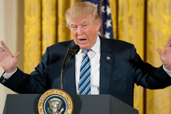 In this Sunday, Jan. 22, 2017, file photo, President Donald Trump speaks during a White House senior staff swearing-in ceremony in the East Room of the White House, in Washington. Trump’s economic plans are nothing if not ambitious. Yet even to come anywhere near his goals, economists say Trump would have to surmount at least a half-dozen major hurdles that have long defied solutions.