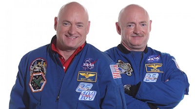 Identical twins, Scott and Mark Kelly, are the subjects of NASA's Twins Study. Scott (left) spent a year in space while Mark (right) stayed on Earth as a control subject. Researchers are looking at the effects of space travel on the human body.