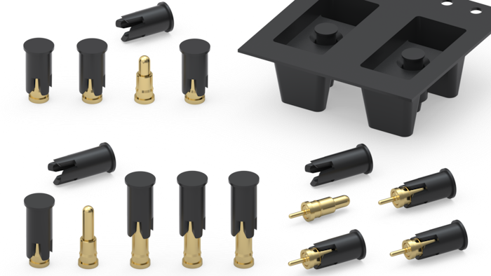 Mill-Max's new spring-loaded pins with removable pick and place caps for automated assembly.