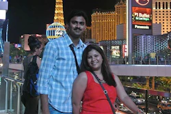 Srinivas Kuchibhotla, left, poses for photo with his wife Sunayana Dumala in Las Vegas. In the middle of a crowded bar, a 51-year-old former air traffic controller yelled at two Indian men - Kuchibhotla and Alok Madasani - to 'get out of my country,' witnesses said, then opened fire in an attack that killed one of the men and wounded the other, as well as a third man who tried to help, Thursday, Feb 23, 2017, in Olathe, Kan.