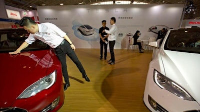 A Tesla showroom.