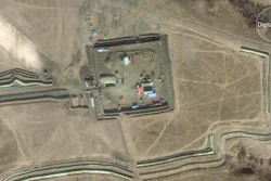 This Nov. 25, 2016, file satellite image taken by DigitalGlobe shows the construction site of the Dakota Access pipeline near Cannon Ball, N.D. Opponents of the pipeline called for protests around the world Wednesday, Feb. 8, 2017, as the Army prepared to greenlight the final stage of the $3.8 billion project's construction. The Army said Tuesday, Feb. 7, that it will allow the four-state pipeline to cross under a Missouri River reservoir in North Dakota, the last big chunk of construction.