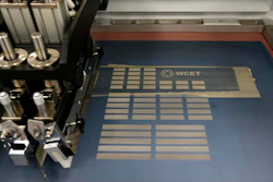 A machine that can print electrical circuits and solar cells is shown at the newly opened Washington Clean Energy Testbeds lab housed in the University of Washington's Clean Energy Institute, Monday, Feb. 13, 2017 in Seattle.