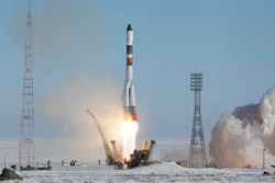 In this photo provided by the Russian Space Agency (Roscosmos) press service, a Soyuz-U booster rocket carrying the Progress MS-05 spacecraft blasts off from the Russian-leased Baikonur Cosmodrome in Kazakhstan Wednesday, Feb. 22, 2017. The unmanned Russian cargo ship lifted off successfully Wednesday on a supply mission to the International Space Station.