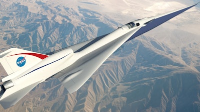 QueSST is designed to fly at Mach 1.4, 55,000 feet above the ground. The aircraft is shaped to separate the shocks and expansions associated with supersonic flight to reduce the volume of the shaped signature.