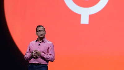 In this May 15, 2013, file photo, Amit Singhal, senior vice president and software engineer at Google Inc., speaks at Google I/O 2013 in San Francisco. Singhal, a top engineering executive at Uber, is out five weeks after his hire was announced. According to a report in the tech blog Recode, he failed to disclose that he’d left his previous job at Google because of a sexual harassment allegation. Singhal denies the allegation. Google did not immediately respond to a request for comment on Monday, Feb. 27, 2017.