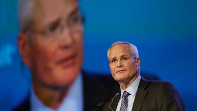 Darren Woods, Exxon Mobil CEO, speaks during CERAWeek at the Hilton Americas, Monday, March 6, 2017, in Houston.